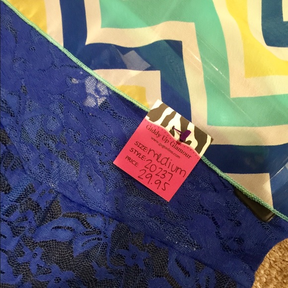 Beautiful sheer top and blue lace palazzo pant NEW - Picture 4 of 14